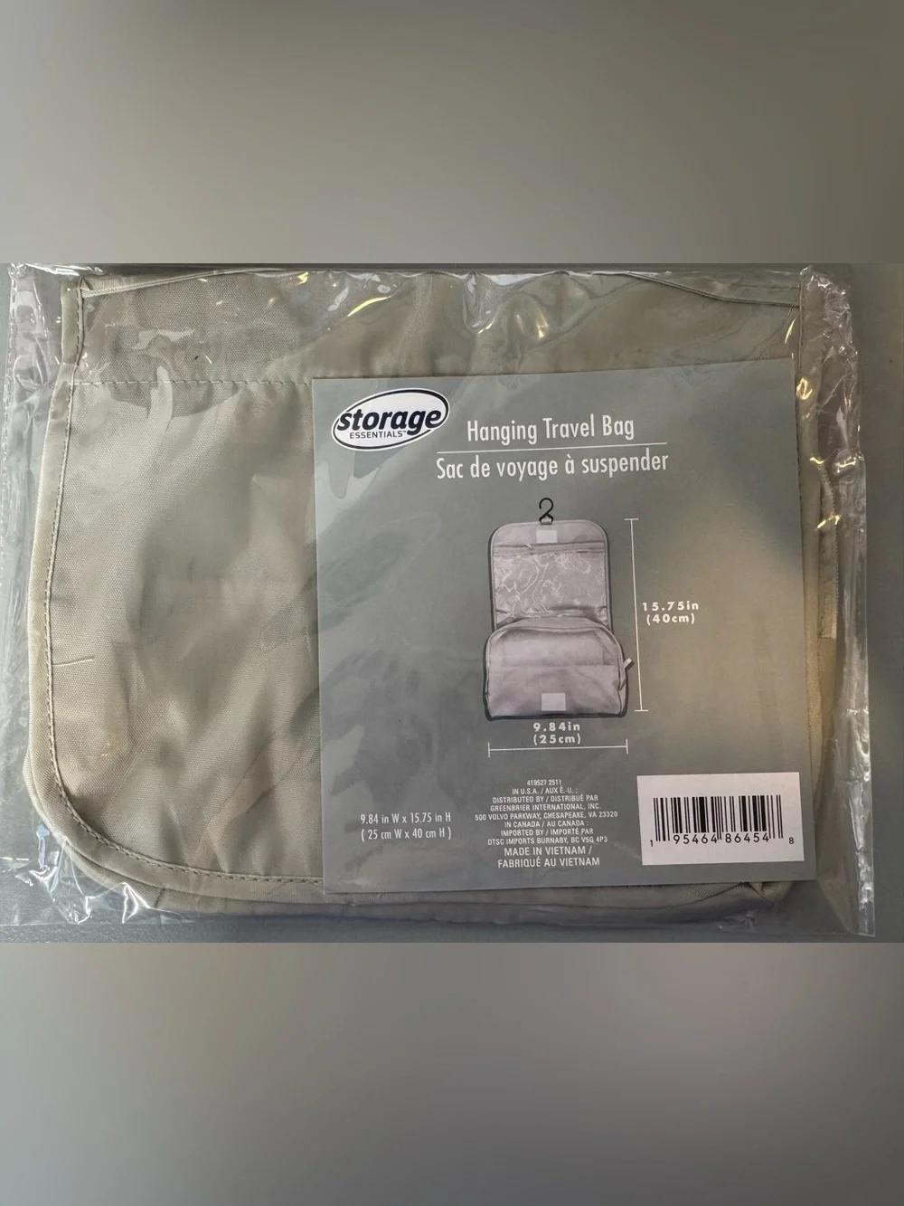 Garage Hanging zippered Travel Bag - Light Gray travel vacation on the go